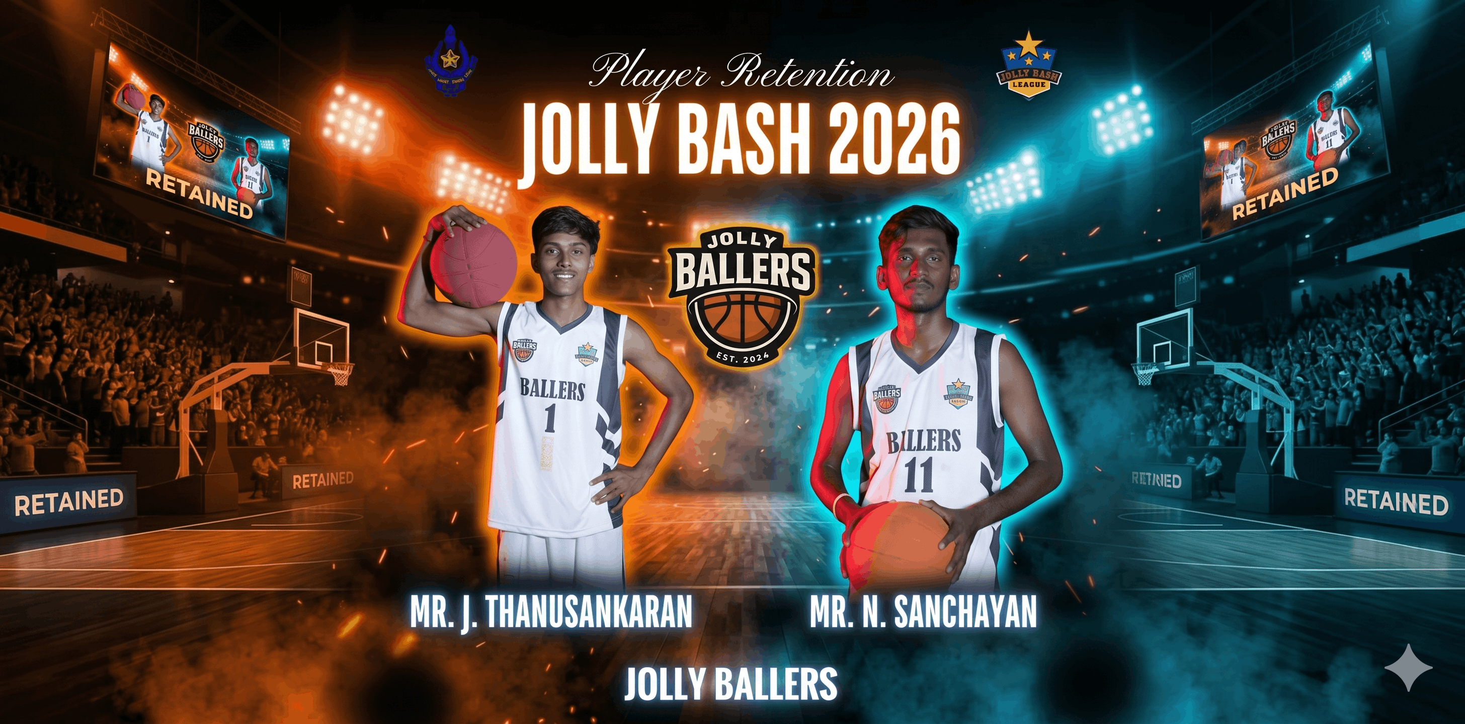 Jolly Ballers Lock In Sanchayan & Thanushankaran as Retained Players for JollyBash 2026